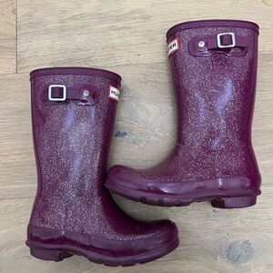 Hunter Glittery Kids Rain Boots in Purple
